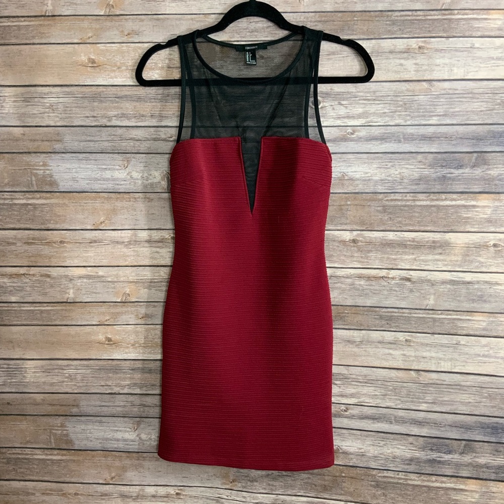 Forever 21 Red Dress With Mesh